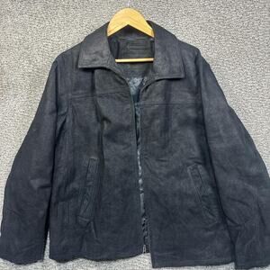 Mens Black leather Round Tree and York jacket Size Large